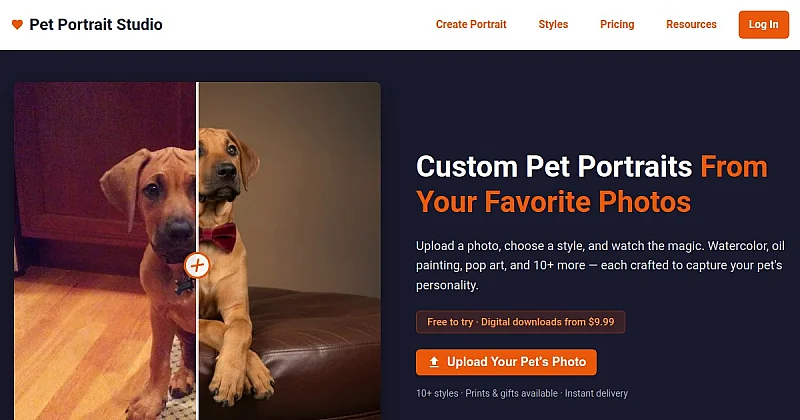 Screenshot of PetPortraitsAI